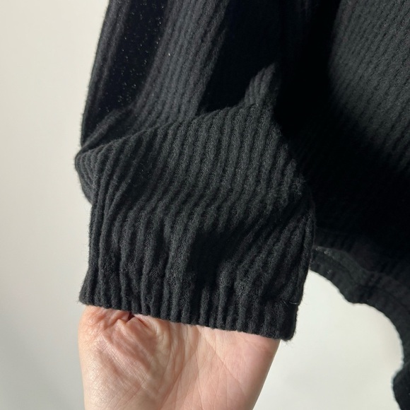 NEW Lulus Jack of All Trades Open Back Waffle Knit Black Top Size Medium - Picture 6 of 9